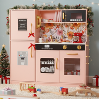 Drewniana kuchnia dla dzieci LED – stylowa kuchnia z akcesoriami i oświetleniem