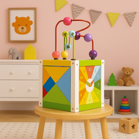 Kostka edukacyjna wielofunkcyjna - kostka z labiryntem, zegarem lustrem i inne, Janod