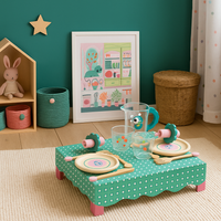 Drewniany stolik z zestawem obiadowym dla dzieci - własna restauracja DJECO DJ06617