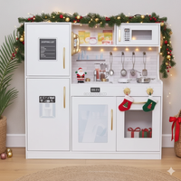 Drewniana kuchnia MILK dla dzieci – biała kuchnia z lodówką, zlewem, mikrofalą i akcesoriami