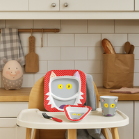 3 częściowy zestaw dla dzieci do jedzenia z melaminy Wilk Bigbos, Les Deglingos