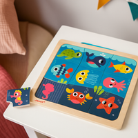 Układanka drewniana magnetyczna Wesołe rybki 18m+, Janod