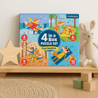 Puzzle 4 w 1 Pory roku - 4 układanki: 4, 6, 9 i 12 elementów 2+, Mudpuppy