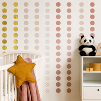 Zestaw naklejek ściennych – mix złote i różowe kółka na ścianę, Bloomingville