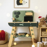 Drewniany warsztat dla dzieci z narzędziami – zestaw majsterkowicza Montessori 3+ z imadłem i akcesoriami