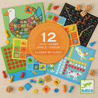 Zestaw klasycznych 12 gier Classic box, gry planszowe, kości memo  4+ DJECO DJ05218