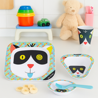 3 częściowy zestaw do jedzenia dla dzieci z melaminy Kot Charlos, Les Deglingos