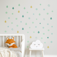 Zestaw naklejek ściennych – mix złote i niebieskie kropelki, łezki na ścianę, Bloomingville