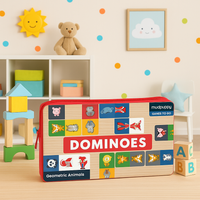 Domino Mudpuppy „Geometric Animals” – 28 kart, edukacyjna gra podróżna