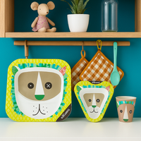 3 częściowy zestaw do jedzenia z melaminy dla dzieci Lew Jelekros, Les Deglingos